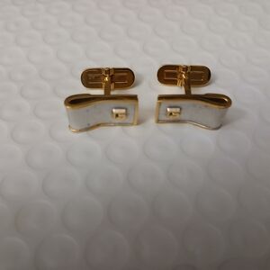 Givenchy Gold and White Wave Cufflinks